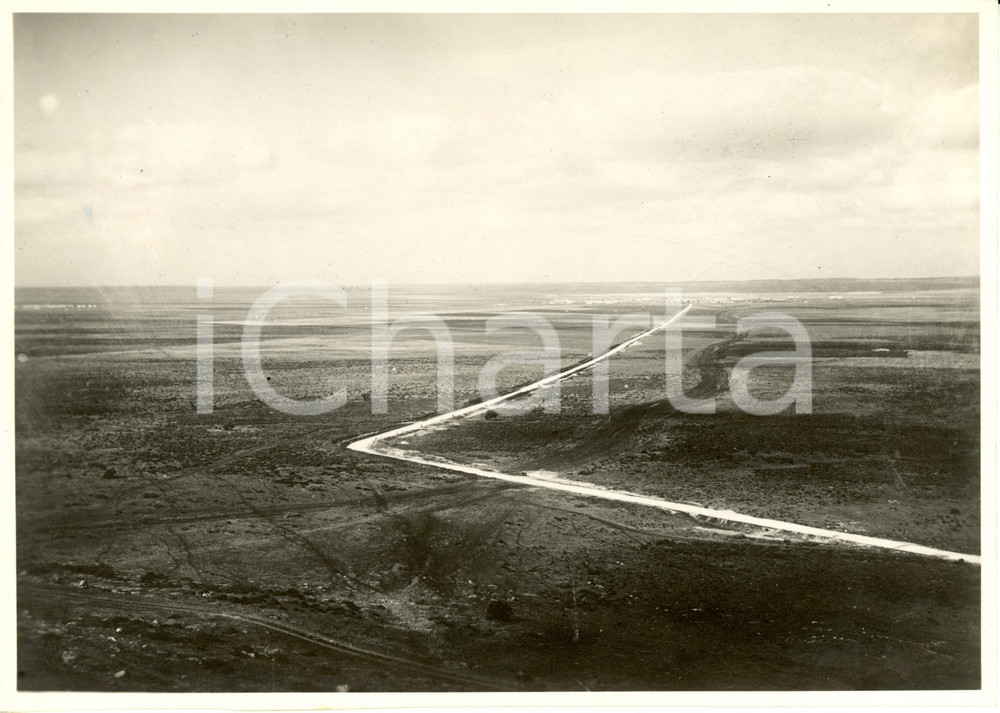 Fotografia d epoca originale 1935 ca LIBIA Veduta aerea strada BARCECIGLIONETECNIZ Fotografia 1