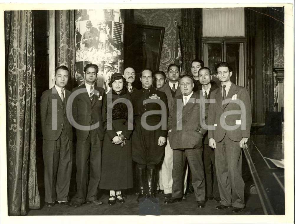 Fotografia d epoca originale 1934 ROMA Achille STARACE Francesco ERCOLE Congresso studenti ASIATICI Foto 1