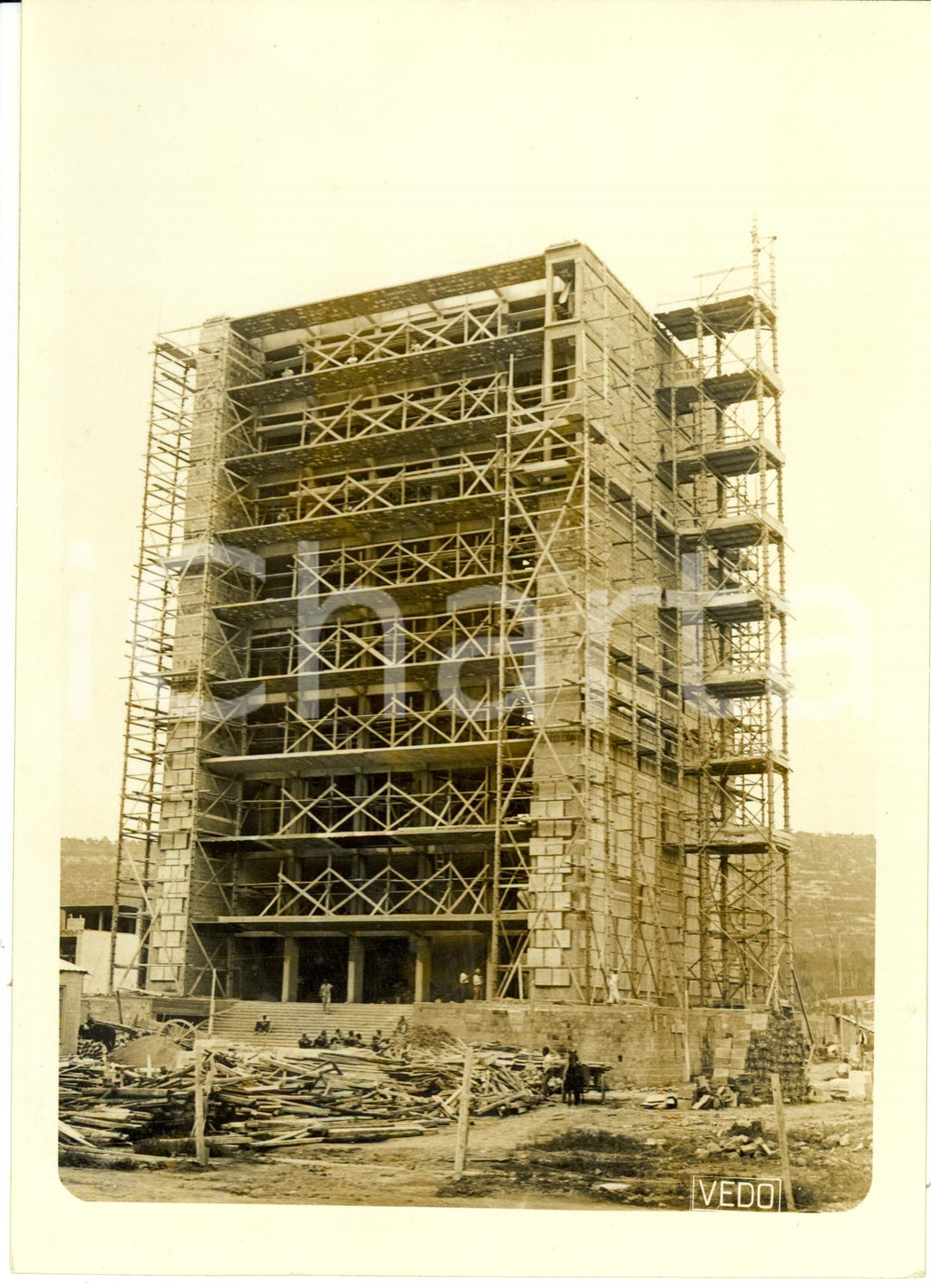 Fotografia d epoca originale 1939 NAPOLI Mostra d OLTREMARE  Torre Littoria in costruzione Fotografia 1