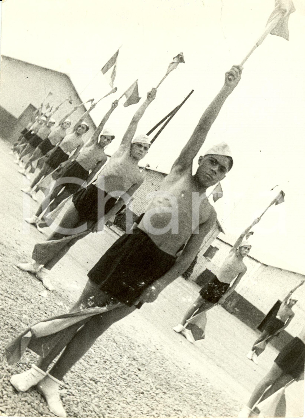 Fotografia d epoca originale 1938 ROMA? Avanguardisti al Campeggio estivo durante esercitazione Fotografia 1