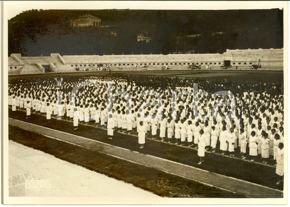 Fotografia d epoca originale 1938 ROMA Foro MUSSOLINI Insegnanti scuole medie al corso educazione fisica GIL 1