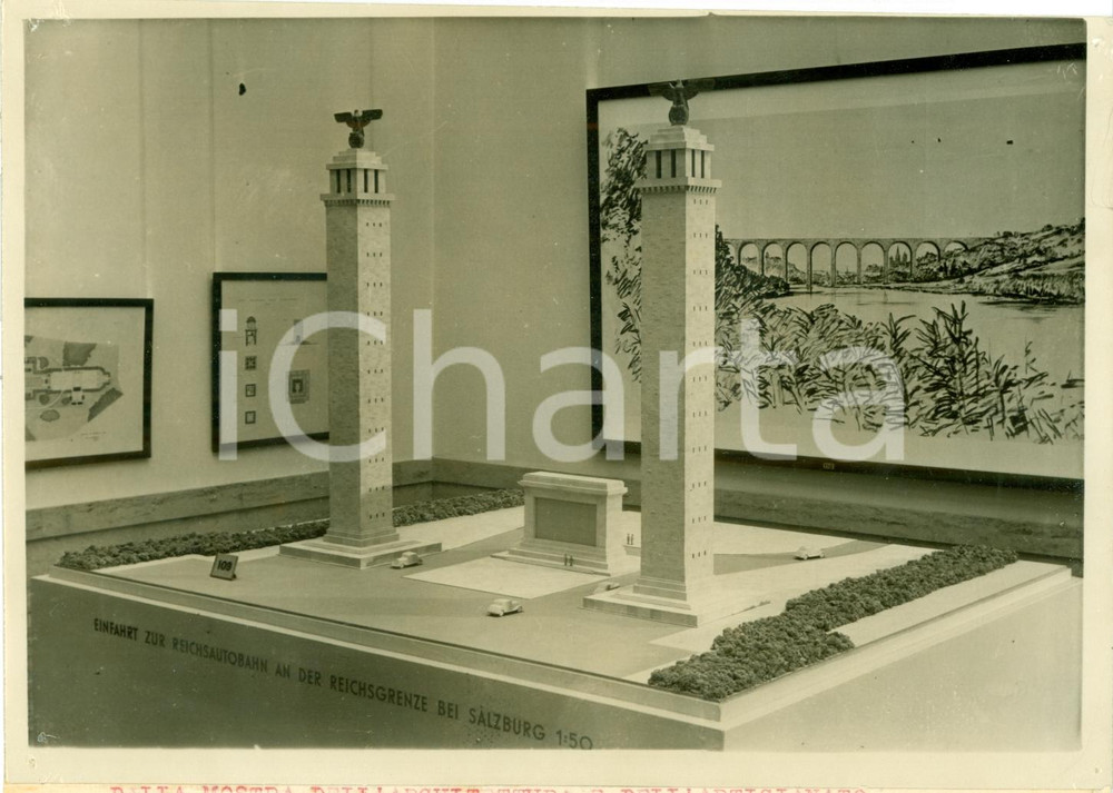 Fotografia d epoca originale 1938 MUNCHEN DE Plastico ingresso Autostrada del REICH confini SALZBURG FOTO 1