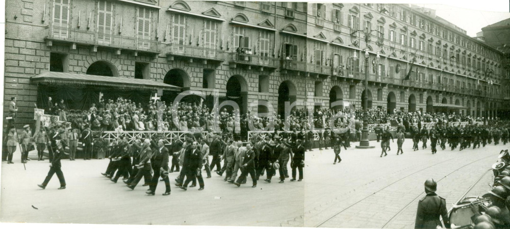 Fotografia d epoca originale 1935 TORINO Sfilata cinquecento cittadini francesi ALLIANCE ITALIA FRANCIA Foto 1