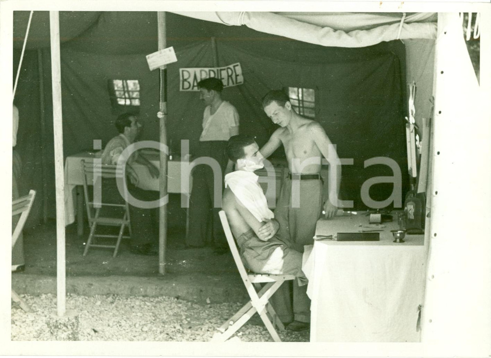 Fotografia d epoca originale 1936 ROMA Tenda del barbiere al campeggio estivo FOTOGRAFIA 1