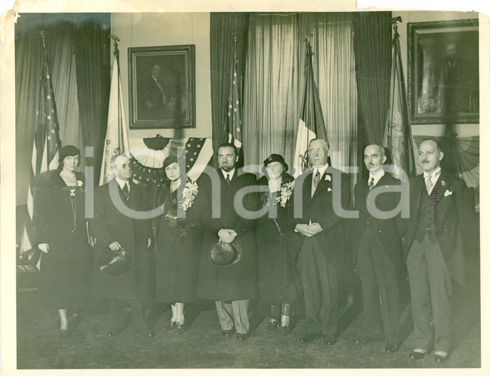 Fotografia d epoca originale 1931 PHILADELPHIA USA Ministro Dino GRANDI ufficio Harry MACKEY Foto DANNEGGIATA 1