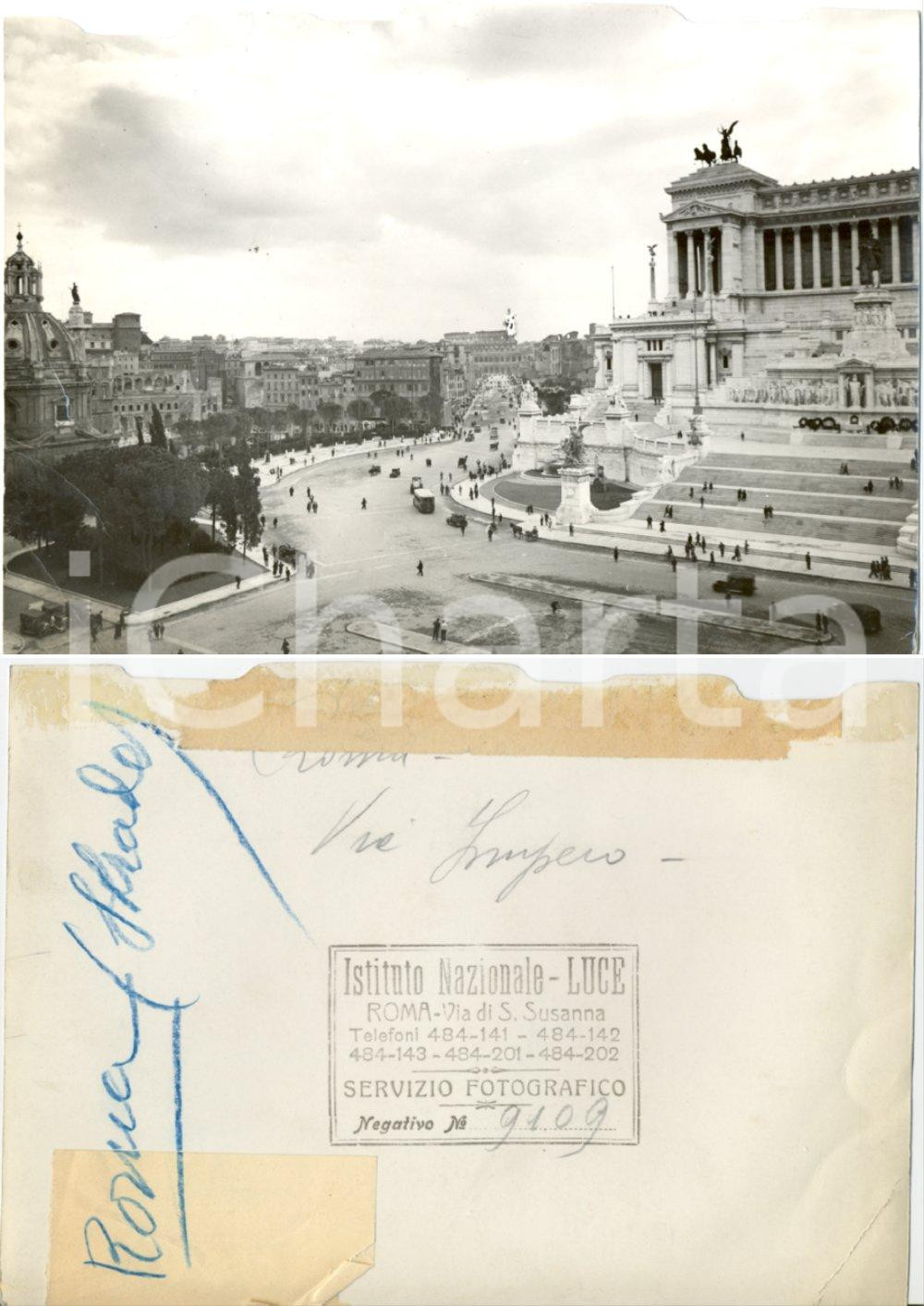 Fotografia d epoca originale 1935 ca ROMA Veduta di Via dell Impero al MILITE IGNOTO Fotografia DANNEGGIATA 1