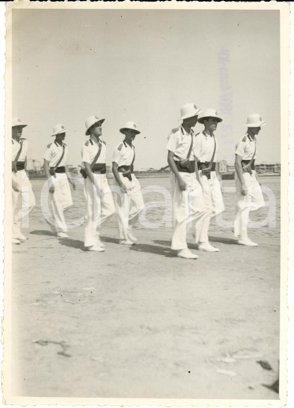 Fotografia d epoca originale 1937 MASSAUA ERITREA Milizia portuaria REAL PHOTO 1