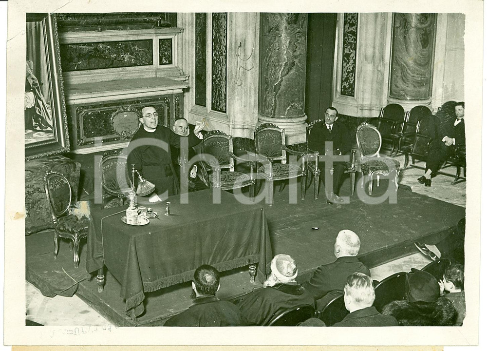 Fotografia d epoca originale 1928 MILANO Don Giovanni ROSSI commemora Cardinal FERRARI Oratorio BORROMINI 1