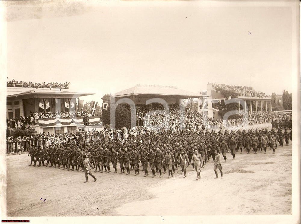 Fotografia d epoca originale 1932 Roma rivista truppe presidio Parioli Foto parata 1