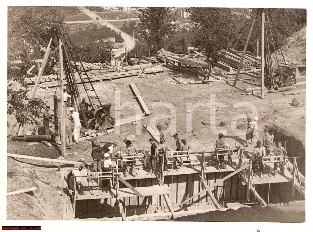 Fotografia d epoca originale 1939 NAPOLI Costruzione stazione della funivia di POSILLIPO ALTO Fotografia 1