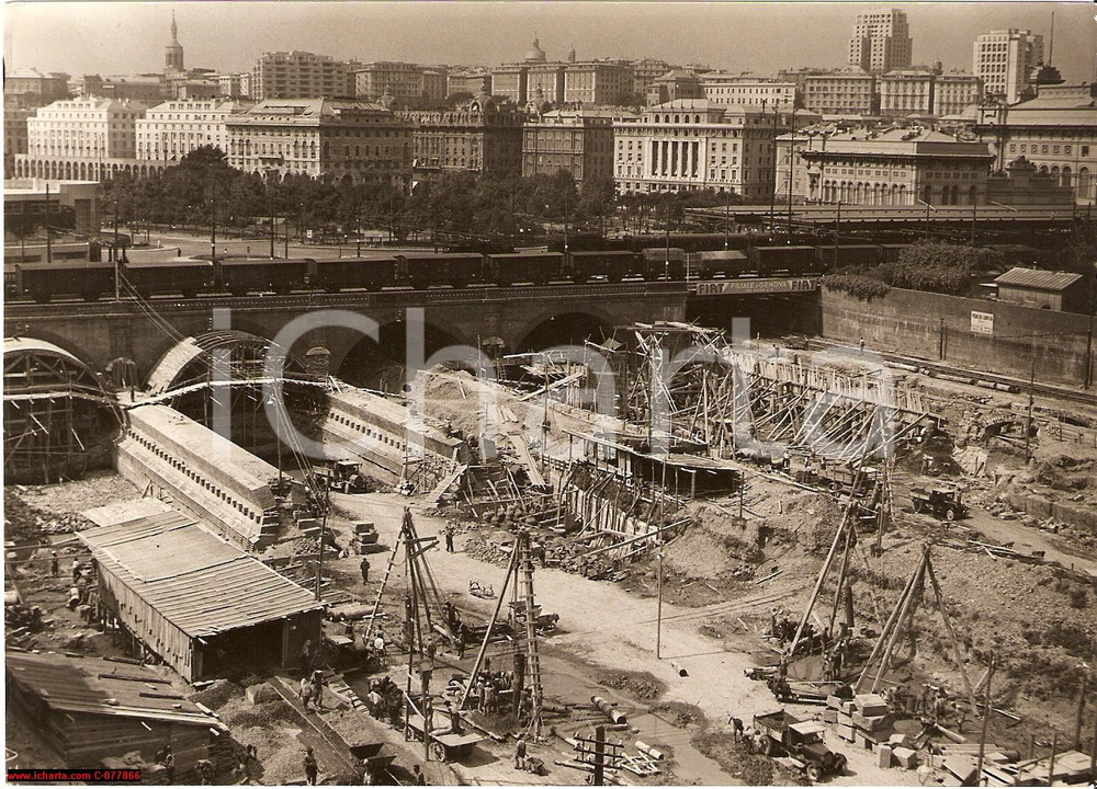 Fotografia d epoca originale 1939 Genova Stazione Brignole FOTO lavori ampliamento 1
