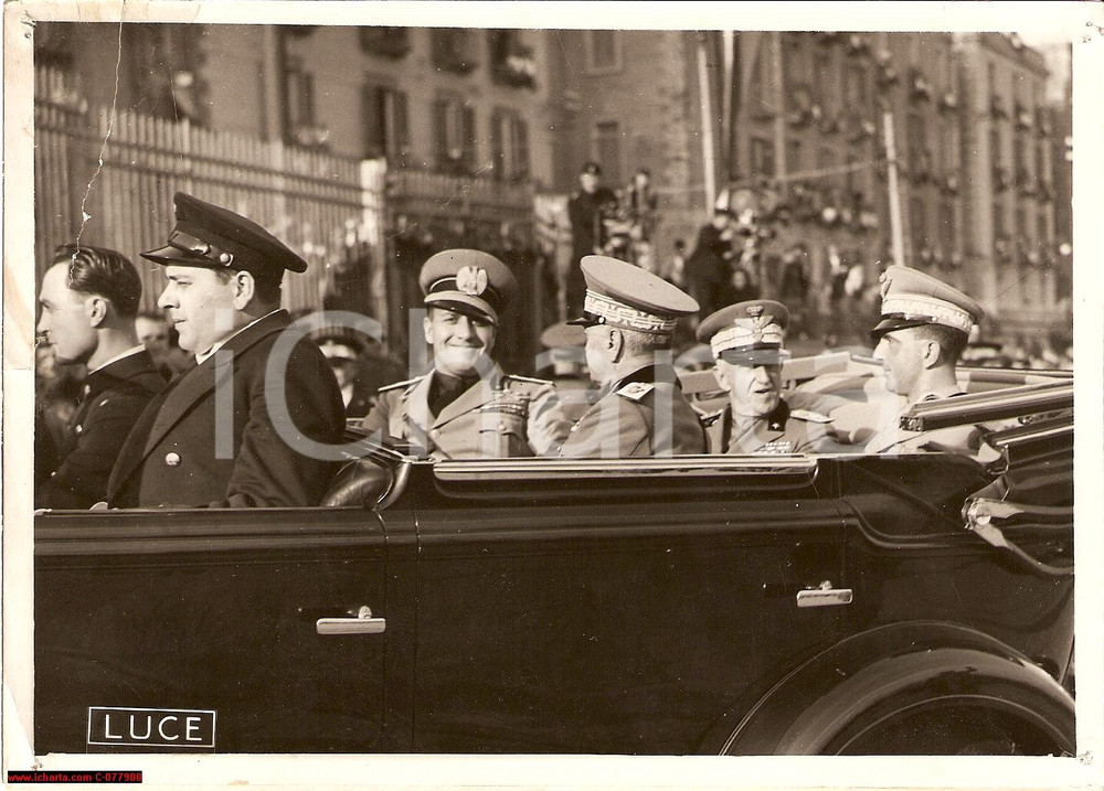 Fotografia d epoca originale 1938 Guerra di Spagna, Legioni, Re, Umberto II e Ciano 1