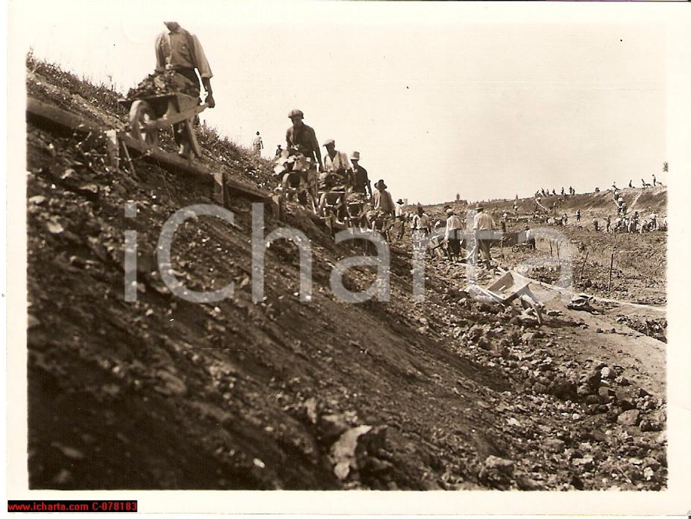 Fotografia d epoca originale 1935 LOZZO ATESTINO PD Operai e opere bonifica Foto 1