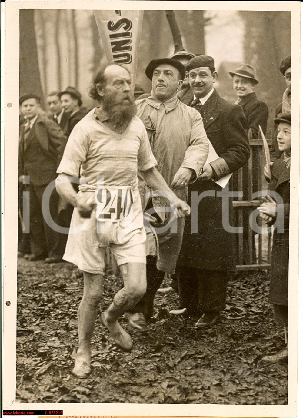Fotografia d epoca originale 1938 Parc Saint Cloud cross country Olszewski, marathon 1