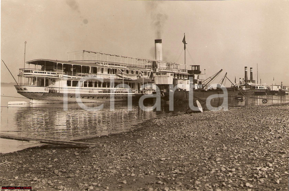 Fotografia d epoca originale 1931 Romania Galati, battelli a vapore, Danubio Dunarea 1
