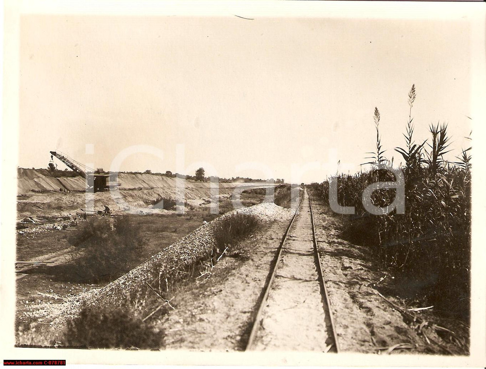 Fotografia d epoca originale 1928 Bonifica di Sibari, S. Mauro, ferrovia Decauville 1