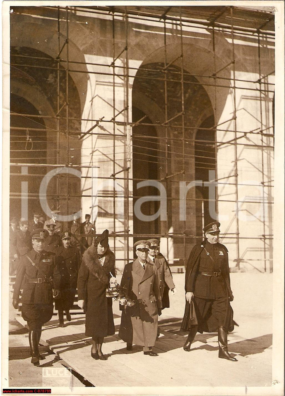 Fotografia d epoca originale 1939 Roma quartiere EUR  Il Re visita il cantiere 1