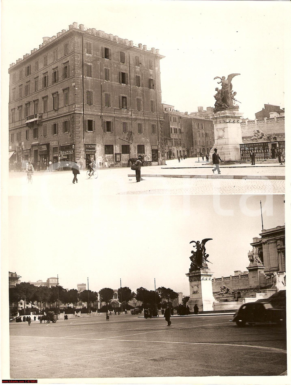 Fotografia d epoca originale 1938 FORO TRAJANO prima e dopo demolizioni MUSSOLINI 1