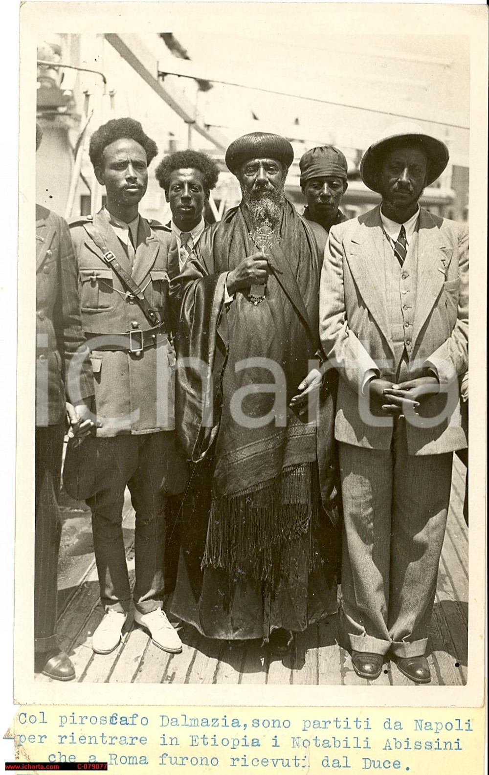 Fotografia d epoca originale 1938 A.O.I. NOTABILI ABISSINI PIROSCAFO DALMAZIA foto 1