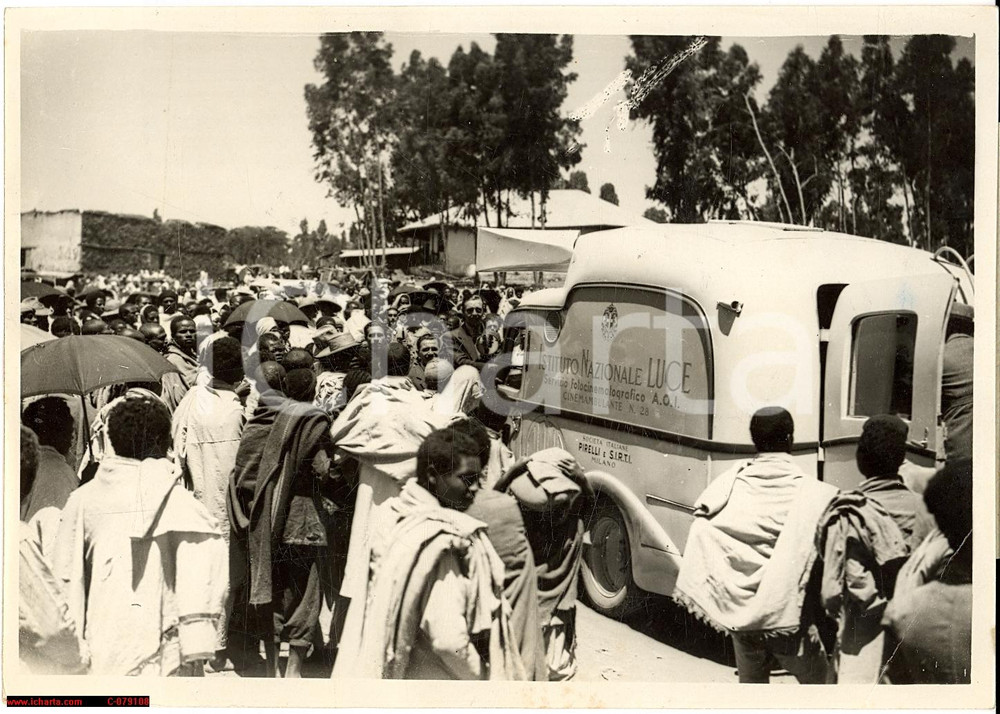 Fotografia d epoca originale 1938 Addis Abeba Ist Luce Propaganda Autocinema sonoro 1