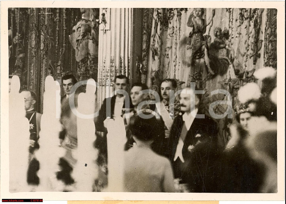 Fotografia d epoca originale 1938 PARIS ELISEE Mgr. Valerio VALERI King George VI President LEBRUN Photo 1