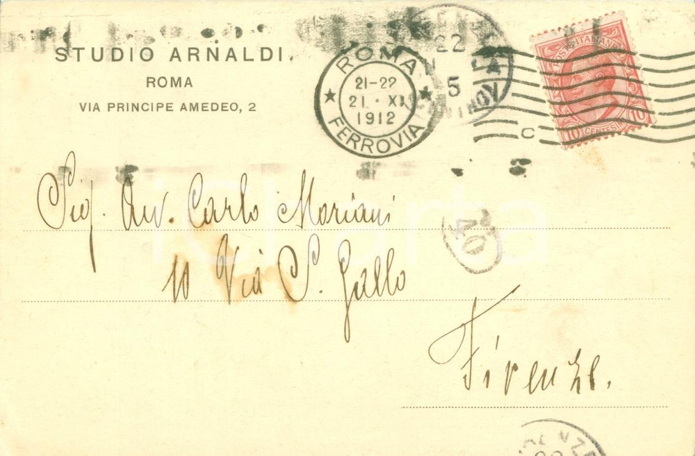 Documento originale, autentico 1912 ROMA STUDIO LEGALE ARNALDI Causa Alti Forni  Ferrovie ancora rinviata FP 1