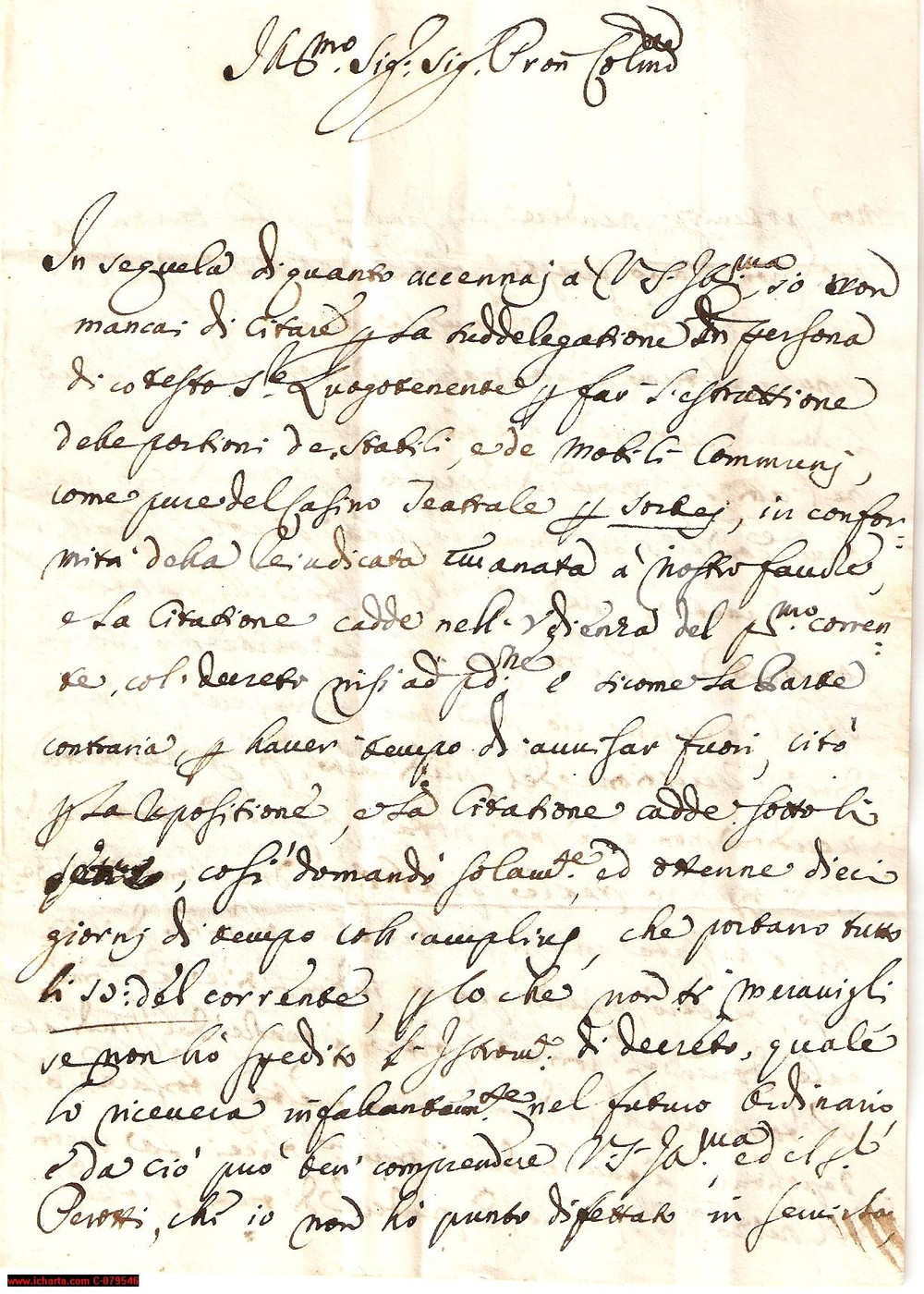 Manoscritto, lettera originale 1749 PG non potendosi prendere i Giudici per la barba 1