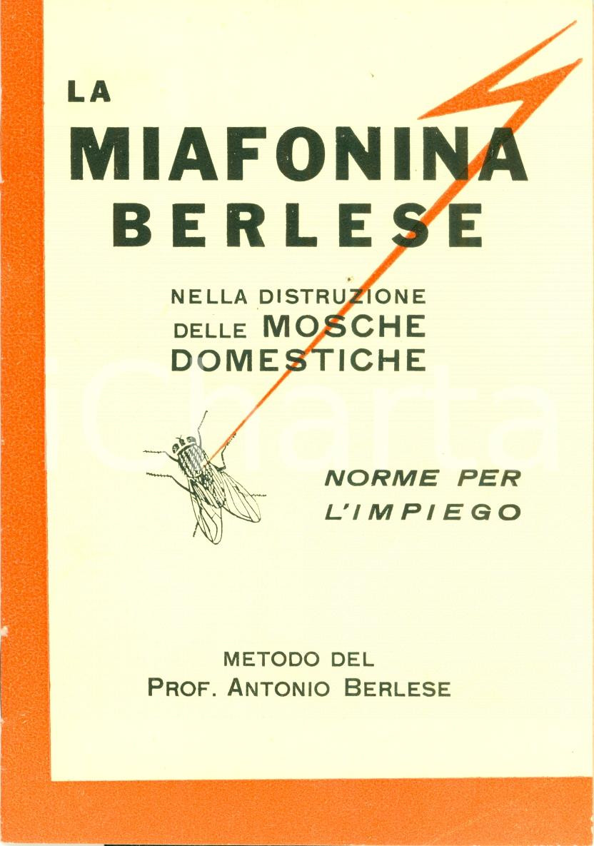 Materiale pubblicitario d’epoca 1930 ca MIAFONINA Antonio BERLESE contro mosche domestiche Opuscolo 1