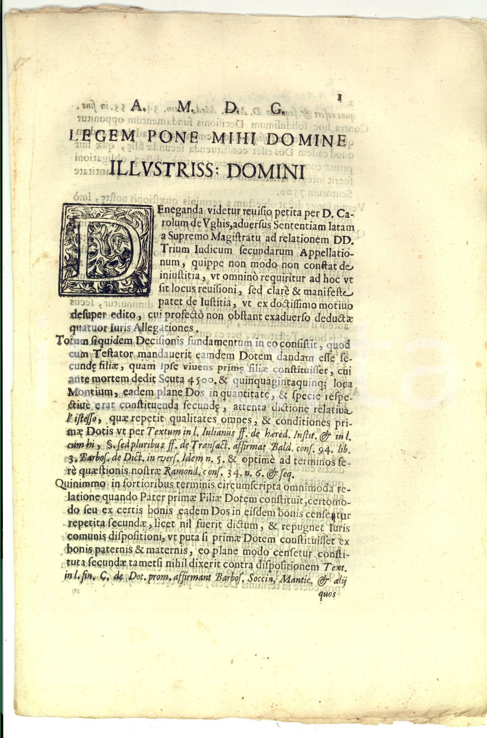Documento originale, autentico 1681 FIRENZE Lite per dote nobile Maria Caterina degli UGHI 1