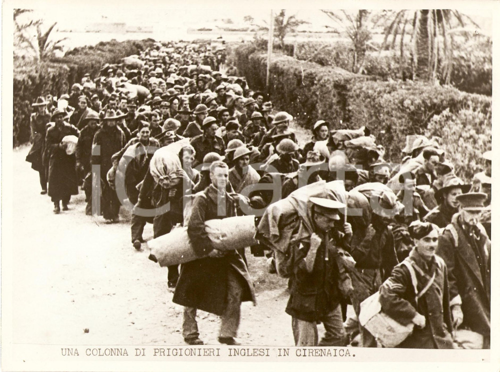 Fotografia d epoca originale 1941 CIRENAICA WW2 Prigionieri inglesi in colonna Fotografia 1