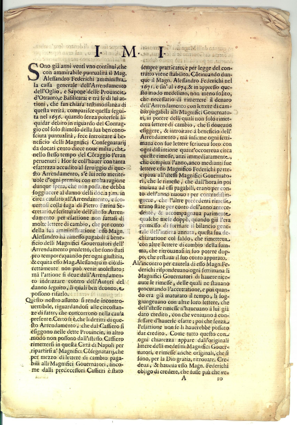 Documento originale, autentico 1680 ca NAPOLI Fuga segretario ladro Pietro FARINA Arrendamento Olio e Sapone 1