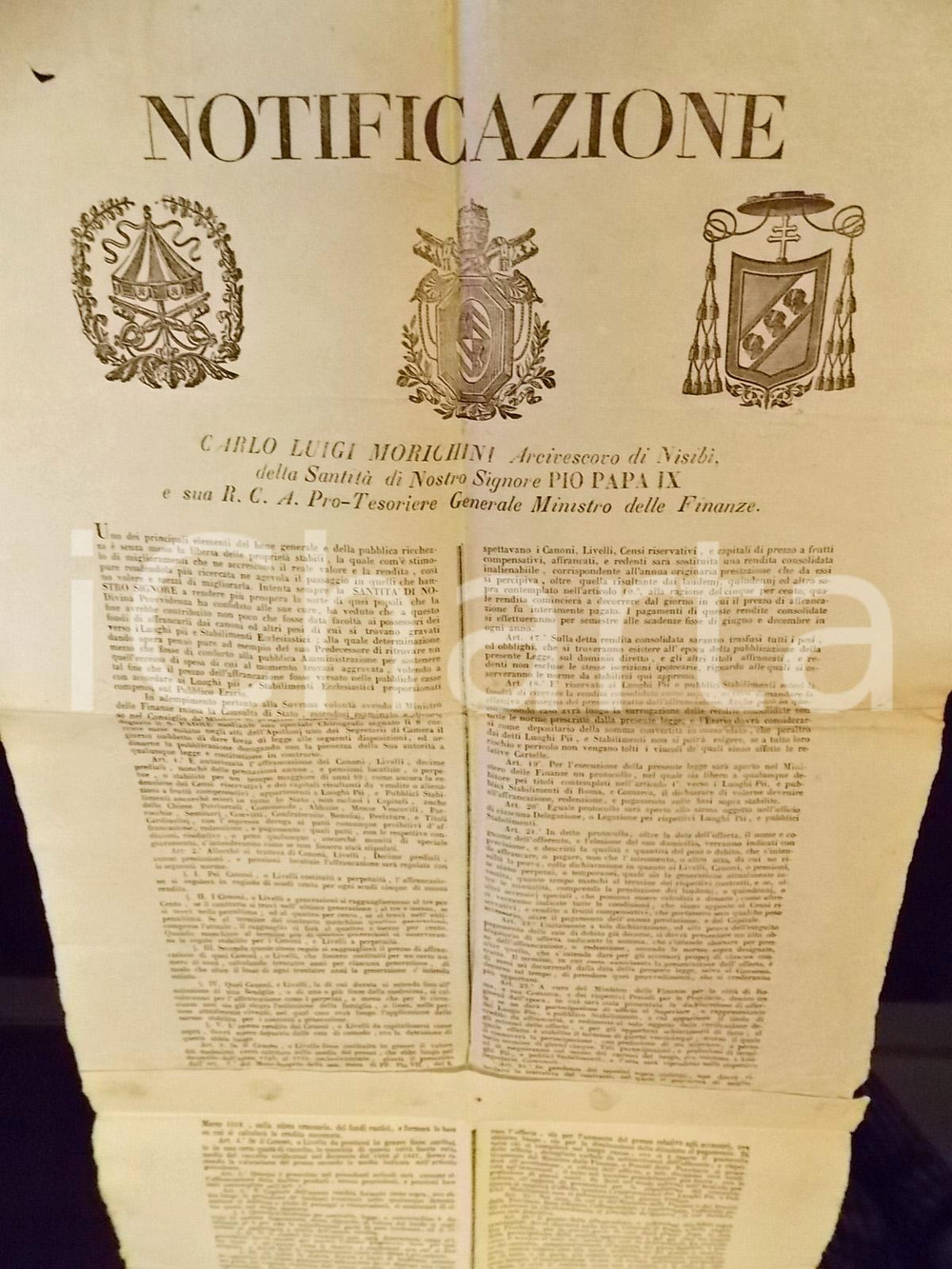 Documento originale, autentico 1848 STATO PONTIFICIO Sull affrancazione dai canoni verso i Luoghi Pii MANIFESTO 1