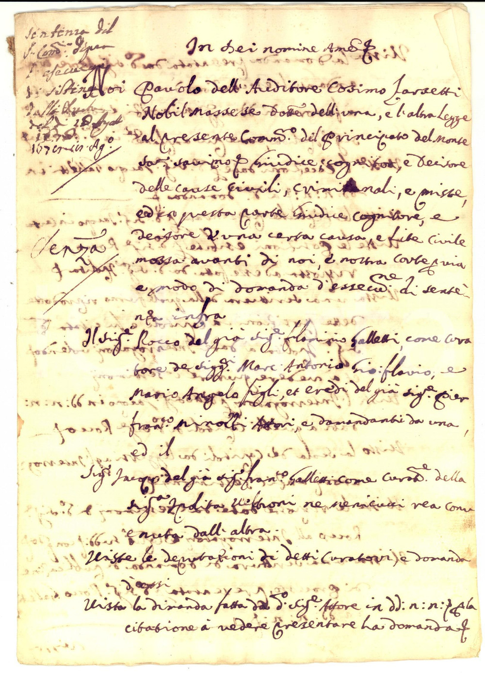 Documento originale, autentico 1678 MONTE SAN SAVINO AR Rocco GALLETTI vince causa per ereditÃ  12 pp. 1