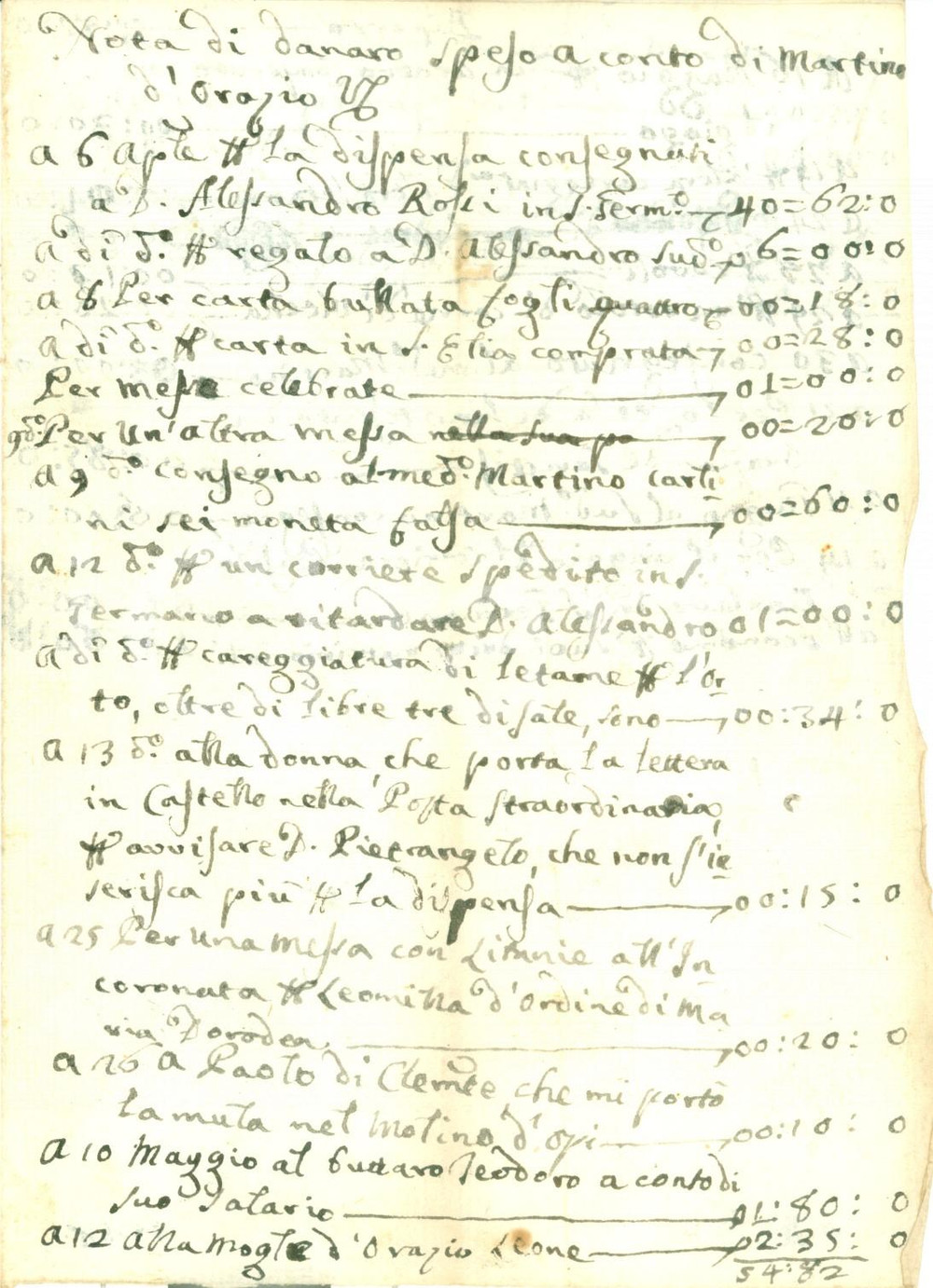 Documento originale, autentico 1810 ca VILLETTA BARREA AQ Spese varie di Martino D ORAZIO Documento 1