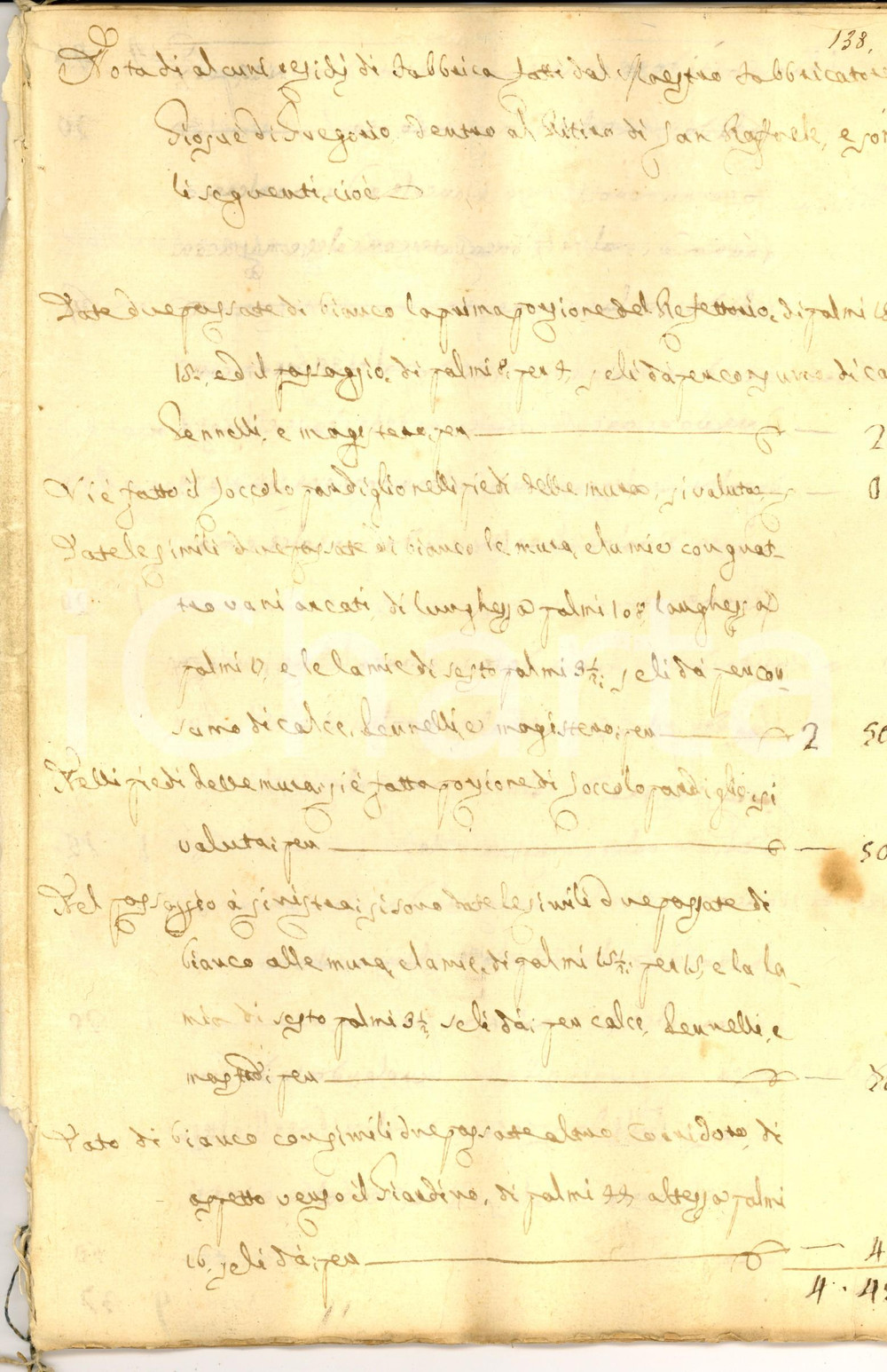 Documento originale, autentico 1825 NAPOLI Nota dei lavori di imbiancatura eseguiti da GiosuÃ¨ DI GREGORIO 1
