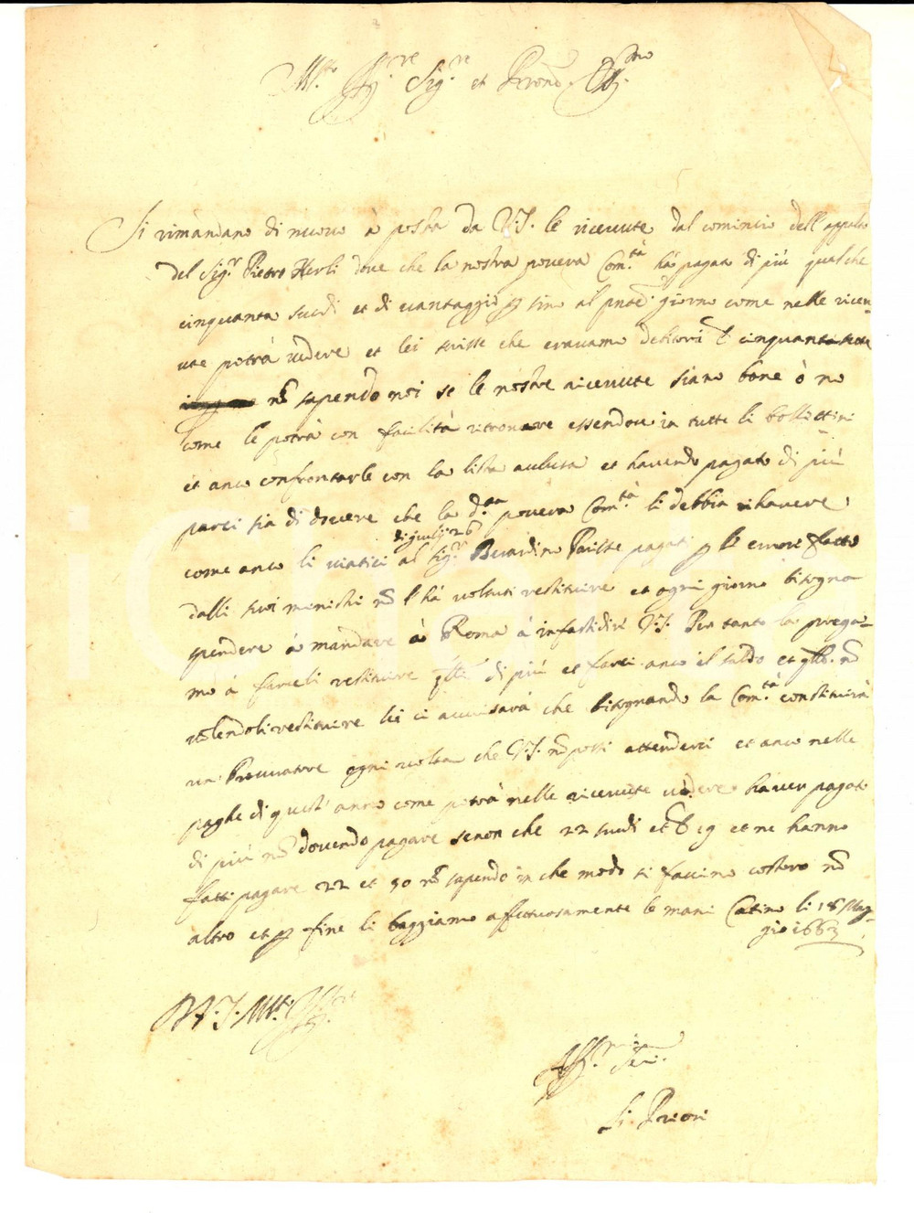 Documento originale, autentico 1663 POGGIO CATINO Francesco CAIOLI chiamato a restituire i viatici Manoscritto 1