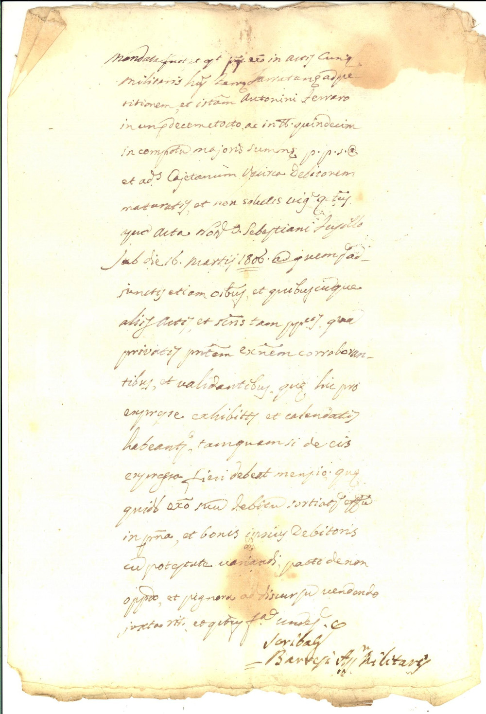 Documento originale, autentico 1806 MONTEROSSO ALMO RG Mandato giudiziario contro Gaetano VACIRCA debitore 1