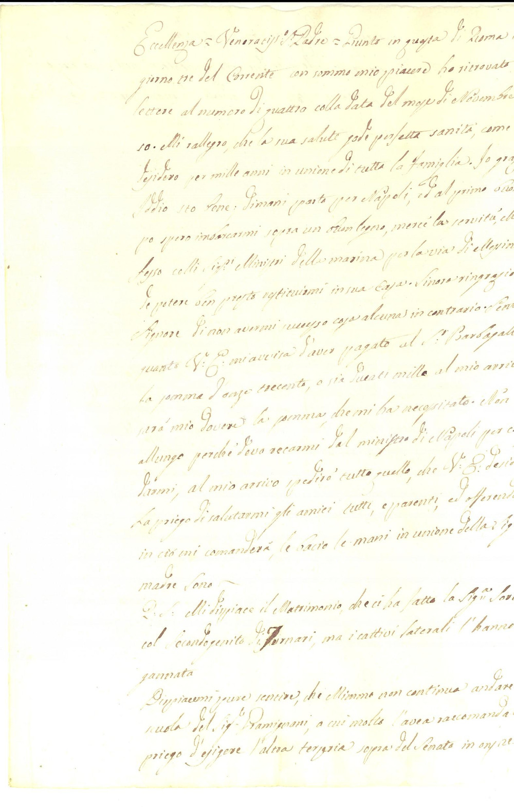 Manoscritto, lettera originale 1820 ca ROMA Barone Giuseppe SCAMMACCA sulle cattive nozze della sorellaLettera 1