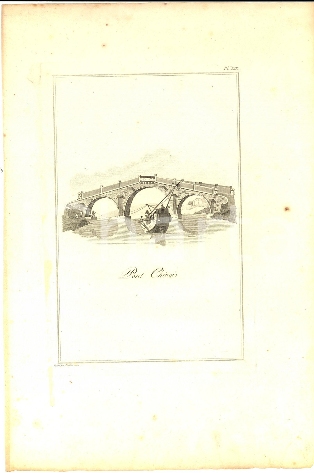 Stampa, bozzetto originale 1800 ca CINA Pont chinois  Stampa incisione TARDIEU l ainé 21x30 cm pl. XIX 1