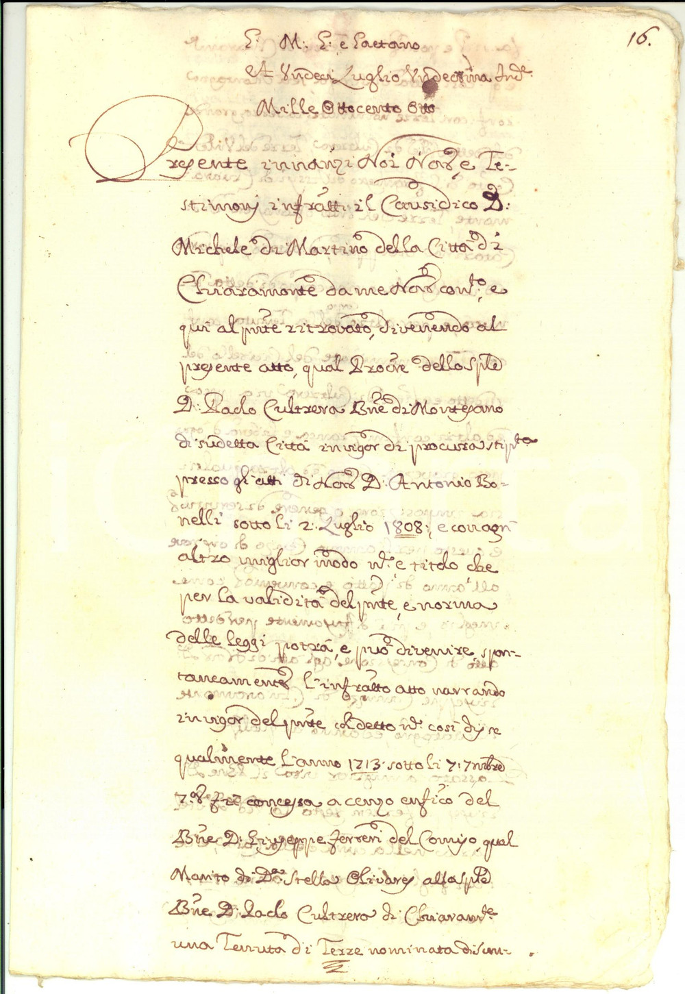 Documento originale, autentico 1808 CHIARAMONTE GULFI Donna Stellaria FERRERI e la tenuta della SCRUFA 12 pp. 1