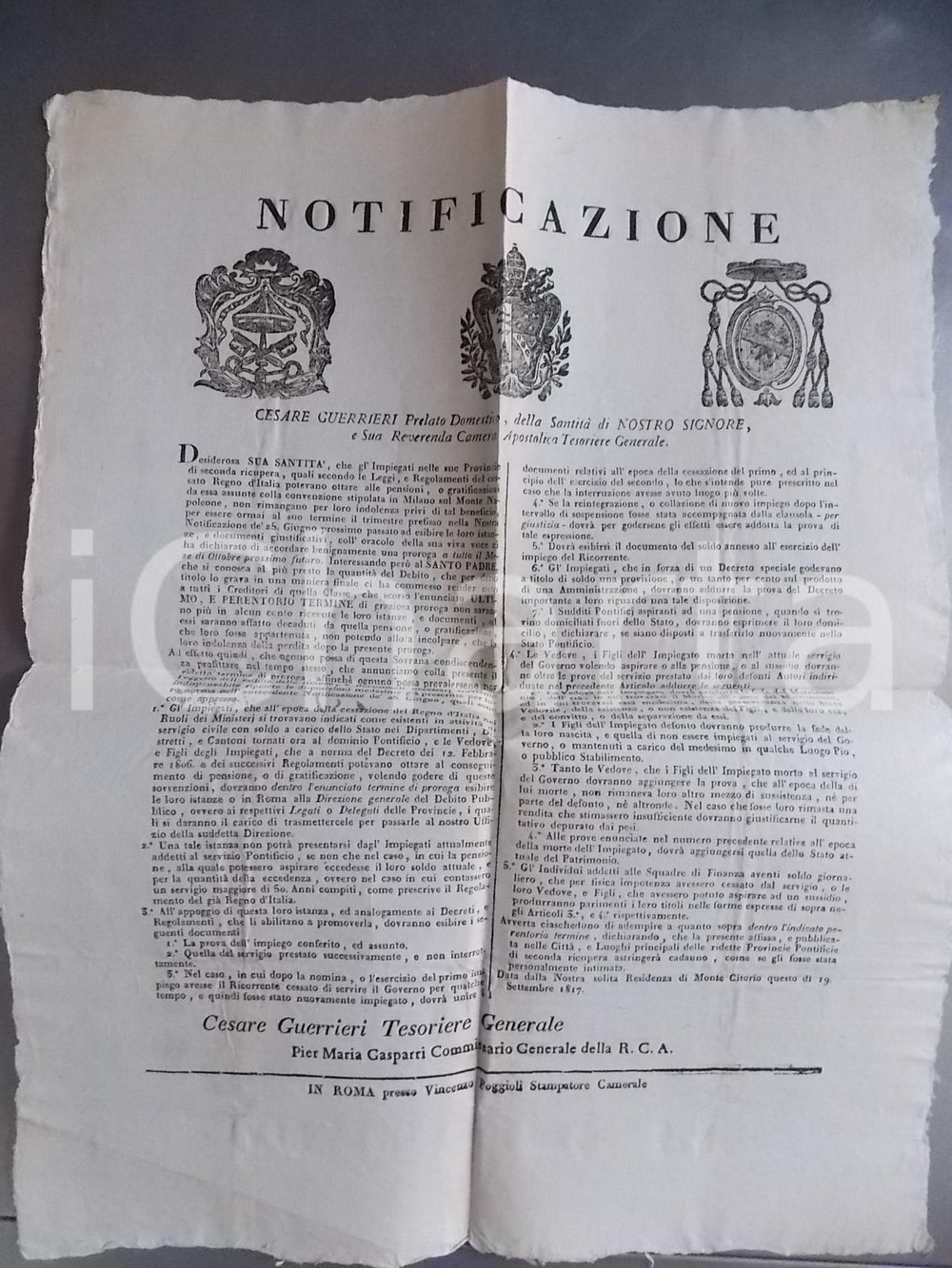 Documento originale, autentico 1844 URBINO Casanolanti e braccianti abusivi sui pascoli altrui Manifesto 45x55 1