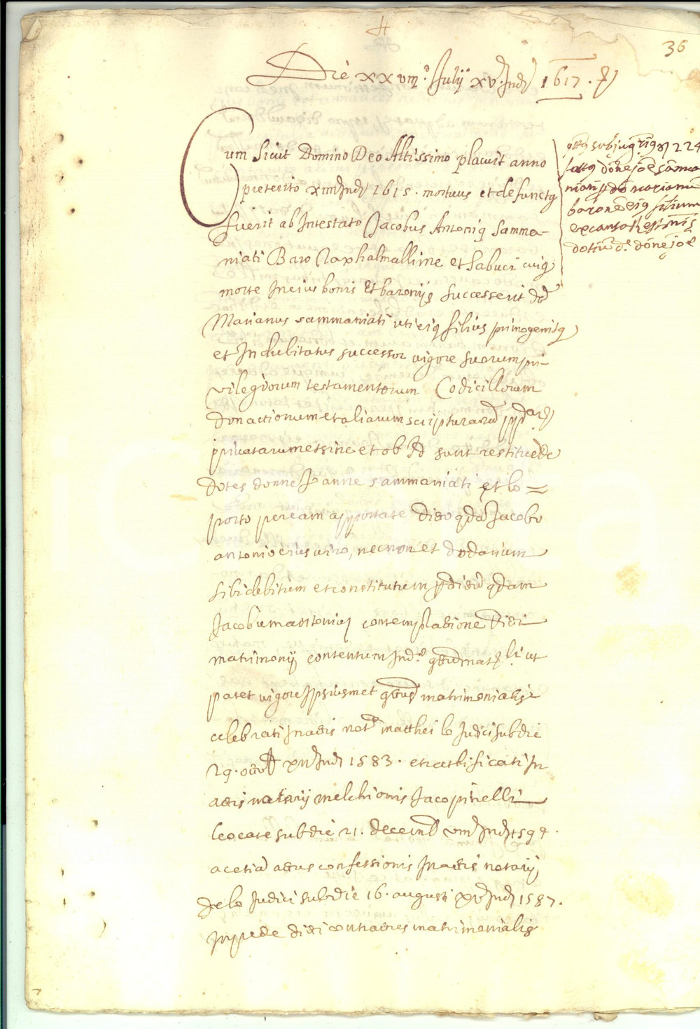 Documento originale, autentico 1617 PALERMO Contratto soggiogazione pro baronessa Giovanna SAMMANIATI 22 pp. 1