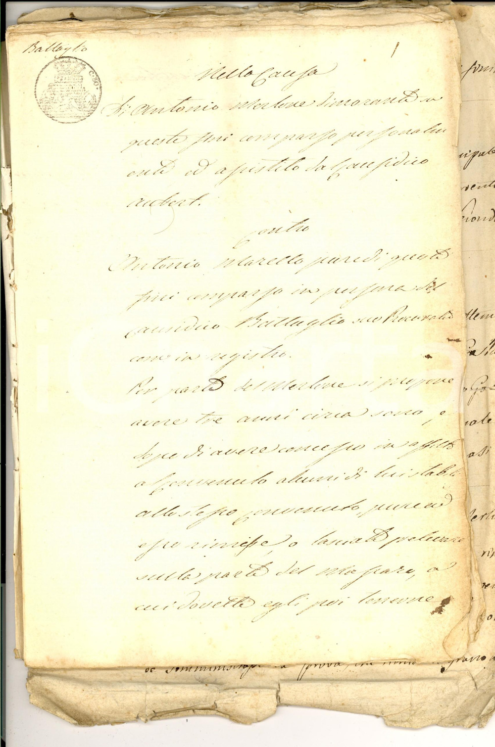 Documento originale, autentico 1840 ASTI Lite tra Antonio MERLONE e Antonio MARELLO per partita di grano 38 pp. 1