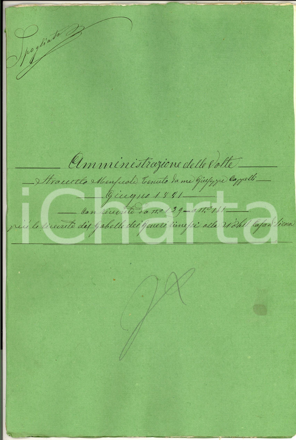 Documento originale, autentico Giugno 1881 SIENA Tenuta VOLTE Straccetto Giuseppe CAPPELLI mezzadro 20 pp. 1