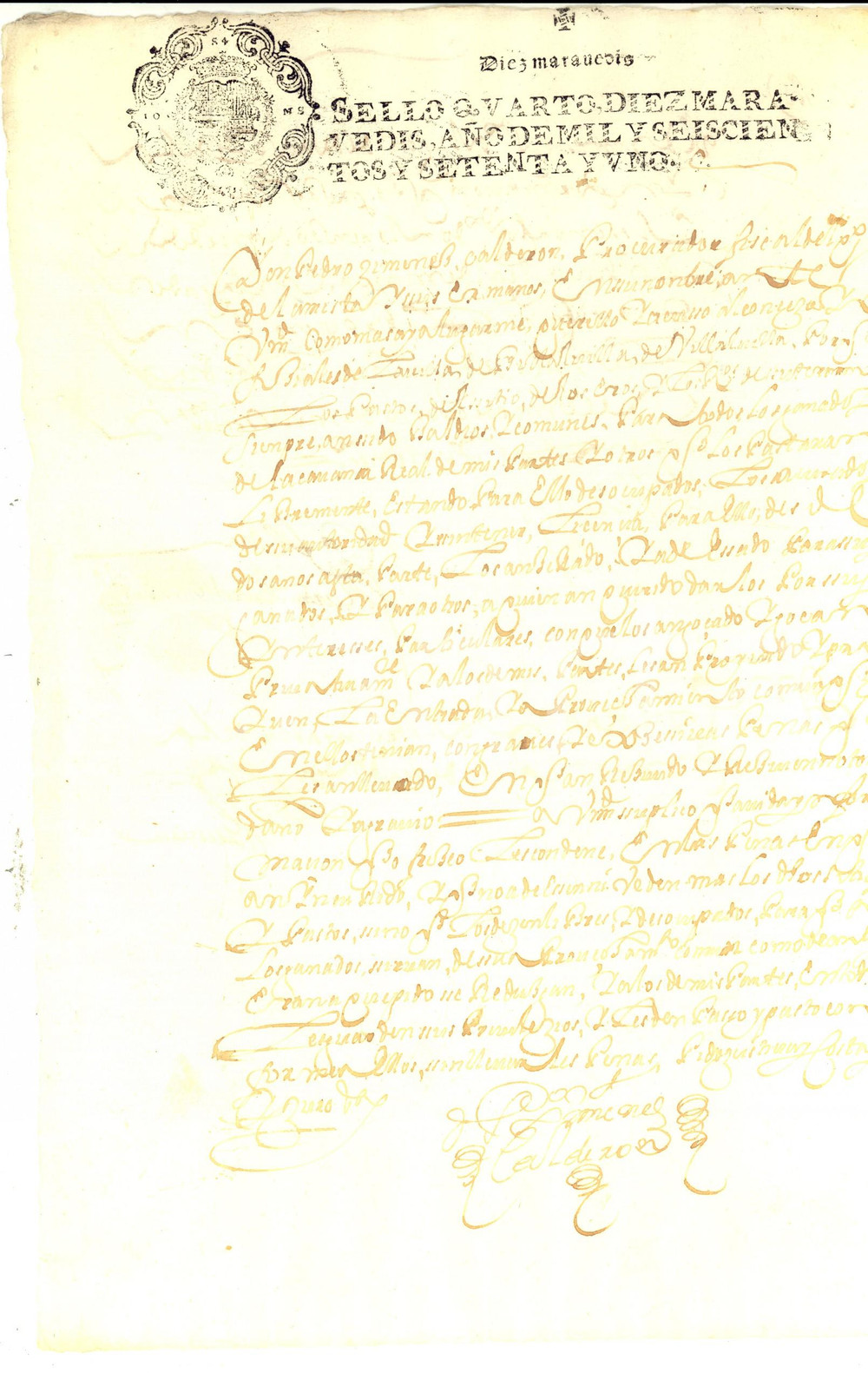 Documento originale, autentico 1671 CUENCA ESPANA Concessione rurale don Pedro JIMENEZ CALDERON 1