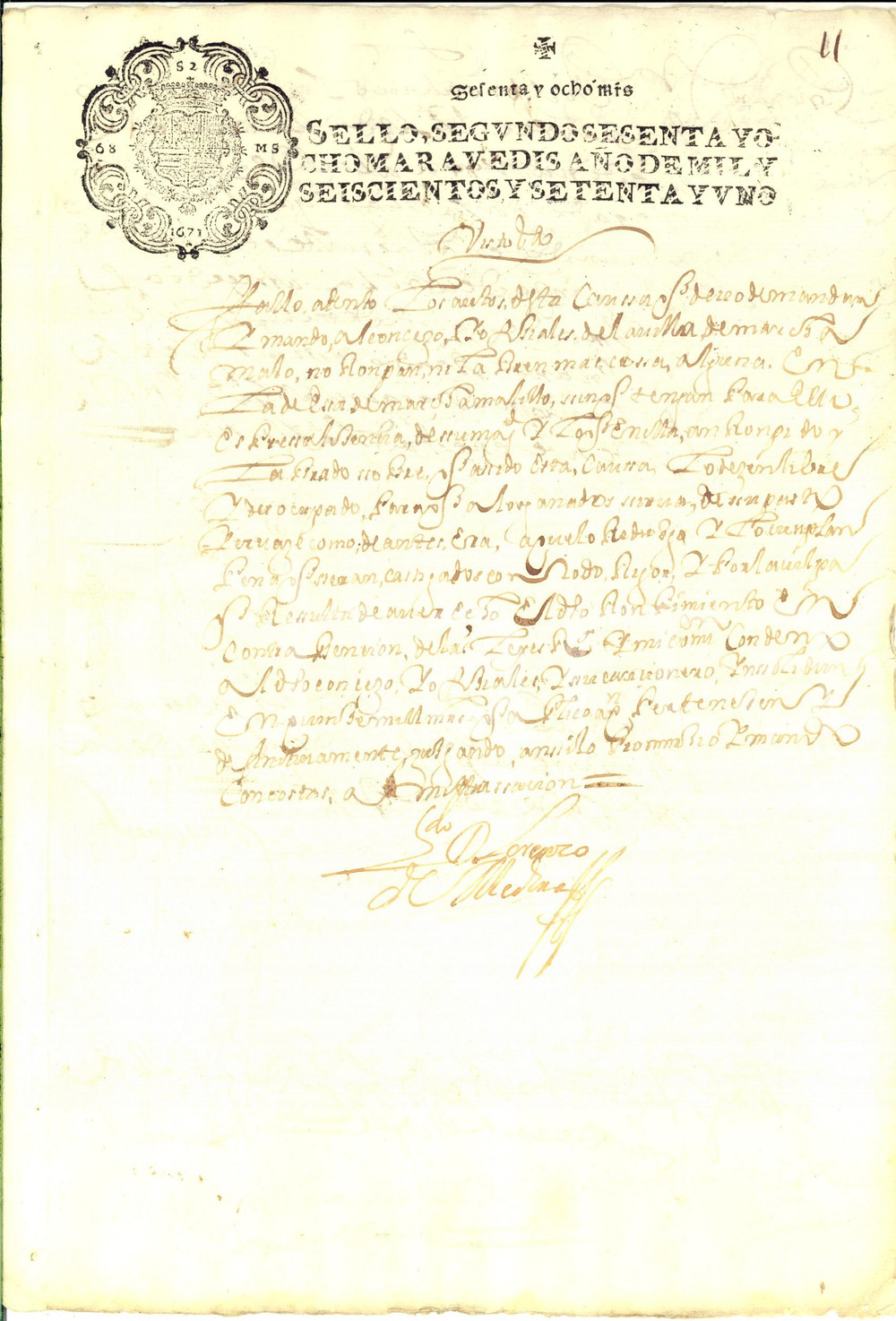 Documento originale, autentico 1671 CASTILLA ESPANA Istruzioni per gli scrivani Lorenzo DE MEDINA 1
