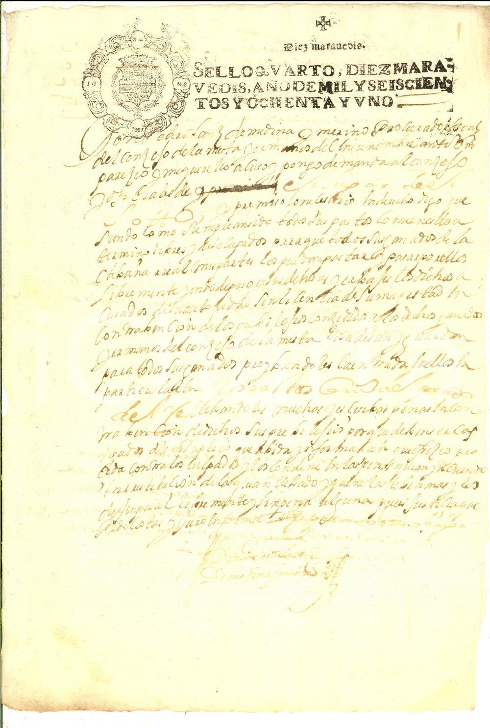 Documento originale, autentico 1671 CASTILLA ESPANA Autto de cabana GANADERIA Don Pedro SAN DE MEDINA 1