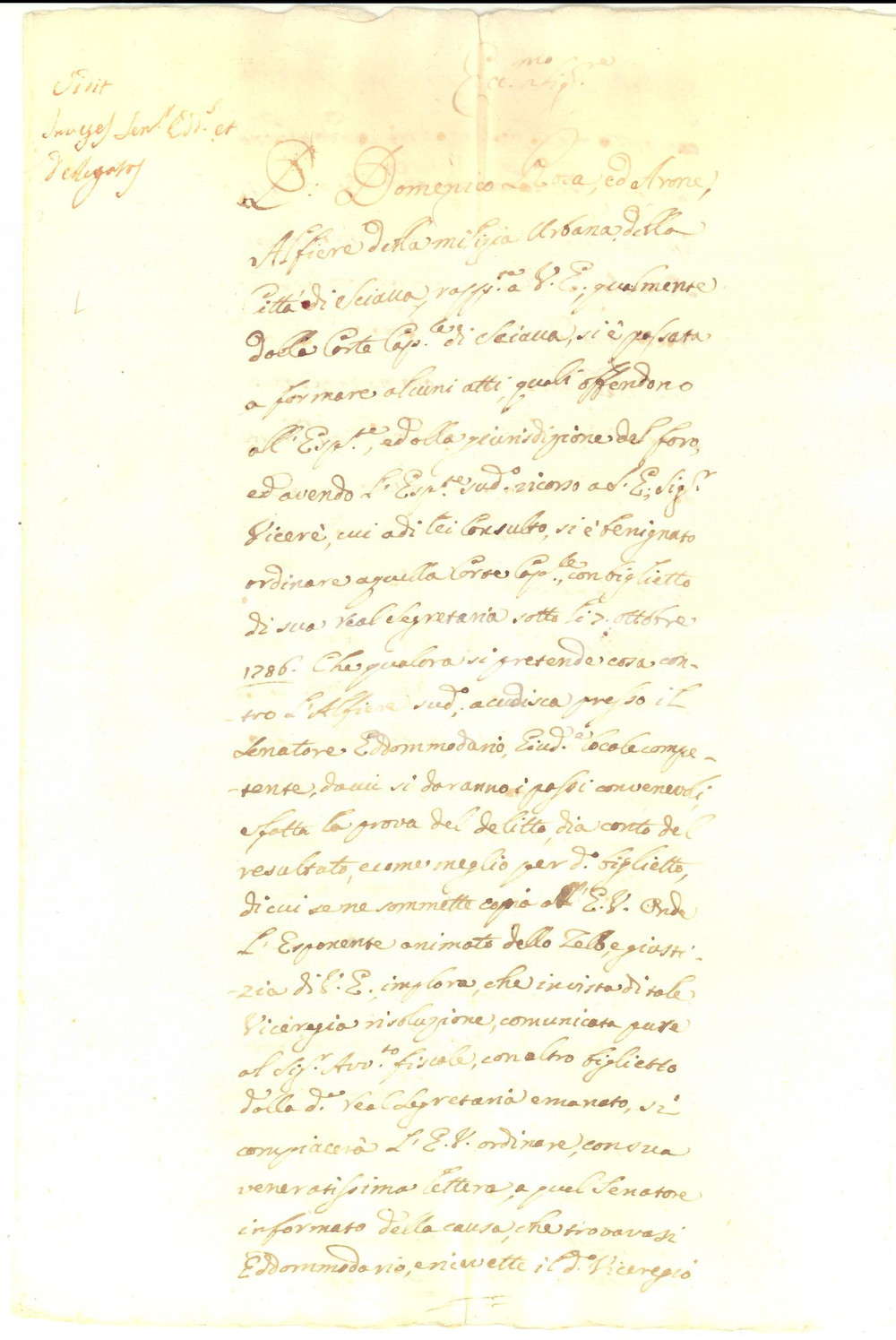 Documento originale, autentico 1790 ca SCIACCA AG Supplica don Domenico ROSA accusato come un bandito 1