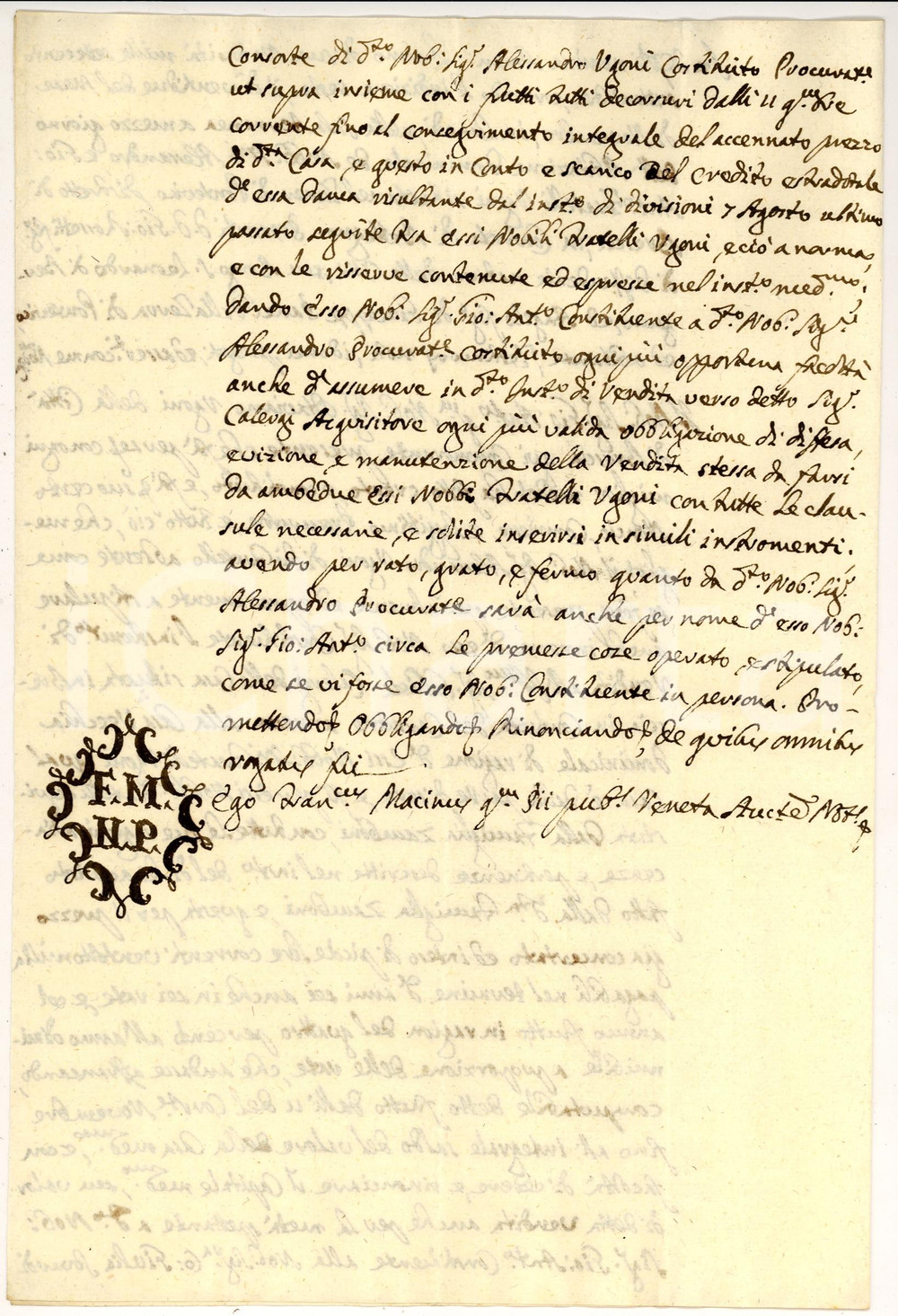 Documento originale, autentico 1773 BRESCIA Nobile Giovanni Antonio UGONI vende casa a Gabriele CALERGI 1