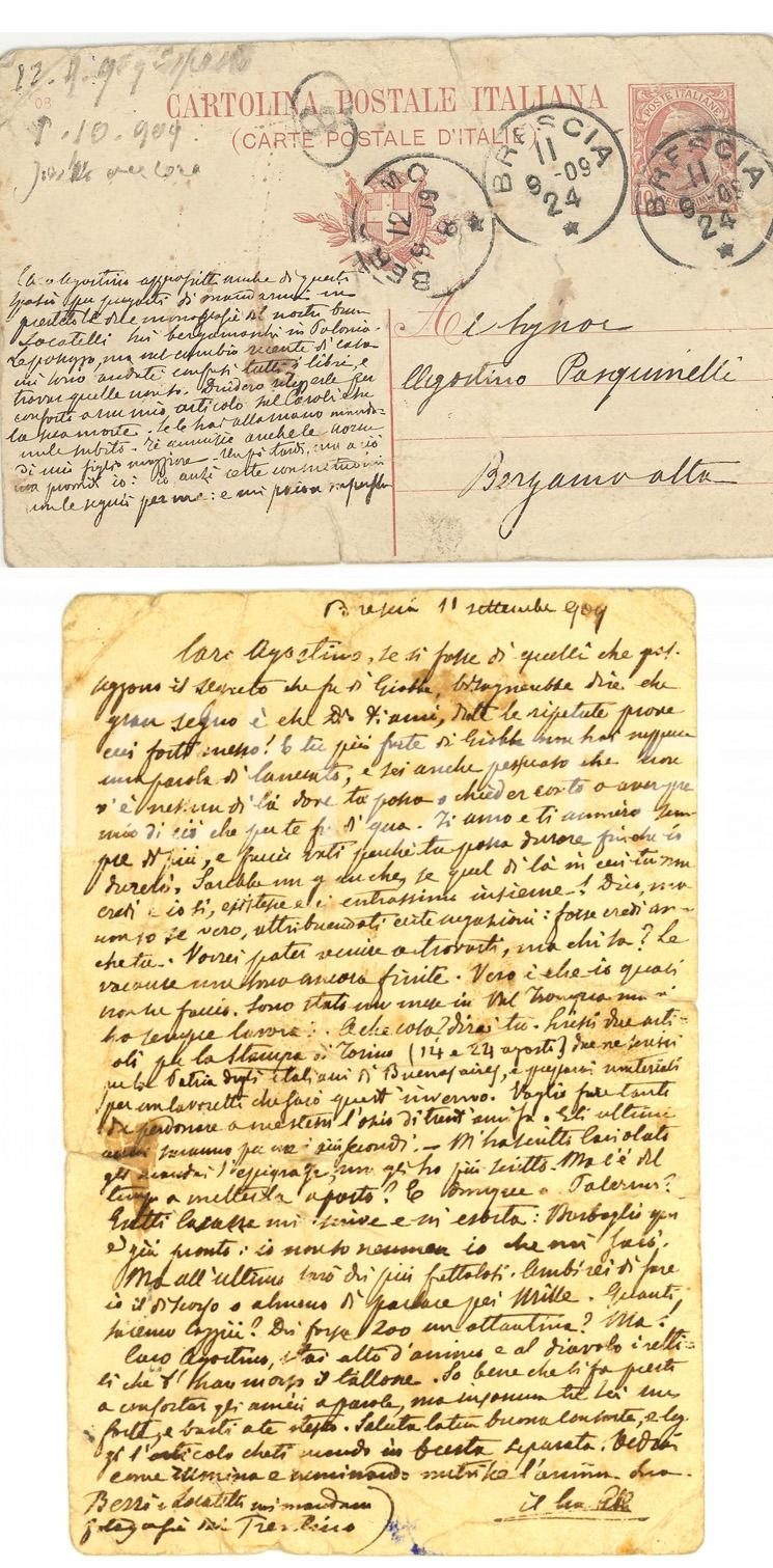 Documento originale, autentico 1909 BRESCIA Forza del garibaldino Agostino PASQUINELLI 1